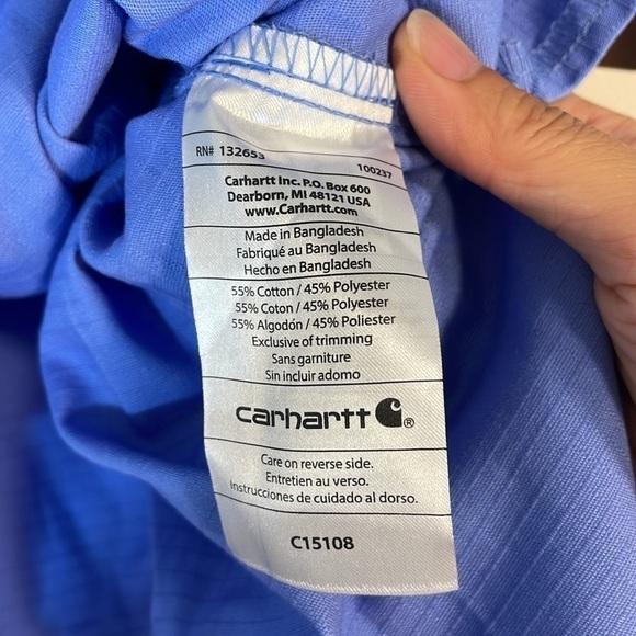 NWT. Carhartt Ripstop Surgical Shirt in Ceil Blue. Men’s Large. - Picture 10 of 16